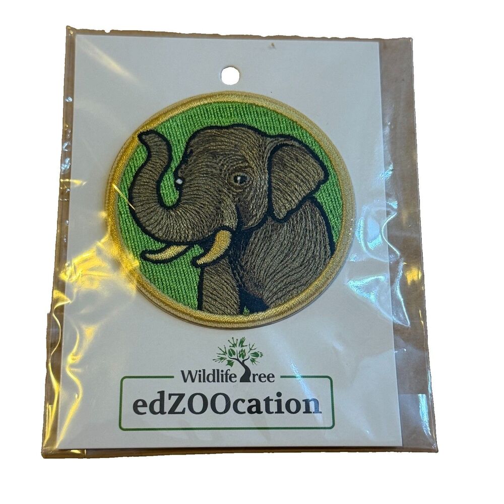 Wildlife Tree edZOOcation Elephant Embroidered Patch New Round Animal Insignia